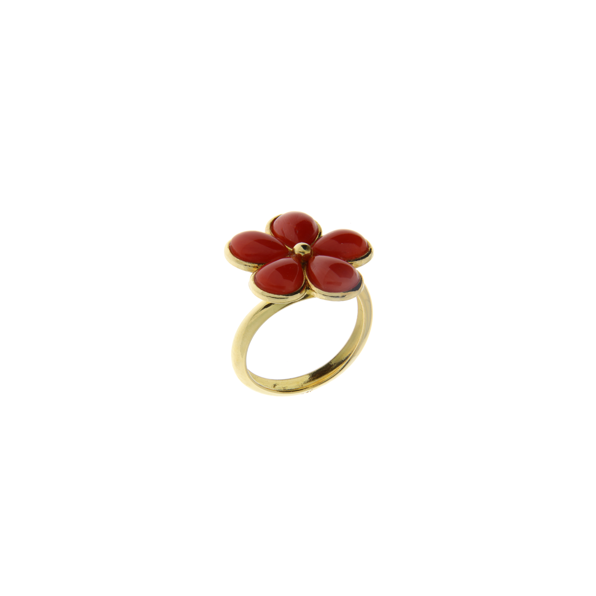 Band ring golden silver and coral